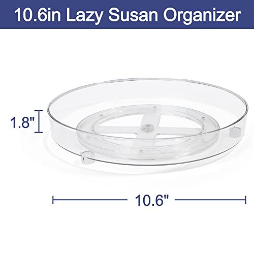  Lazy Susan Organizers, 4 Pack 10.6” Clear Lazy Susan Turntable For Kitchen, Cabinet, Fridge, Pantry, Countertop, Bathroom Storage