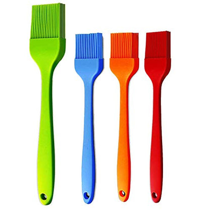  Grill Basting Brush Silicone Pastry Baking Brush BBQ Sauce Marinade Meat Glazing Oil Brush Heat Resistant, Kitchen Cooking Baste Pastries Cakes Desserts, Dishwasher Safe 4Pack
