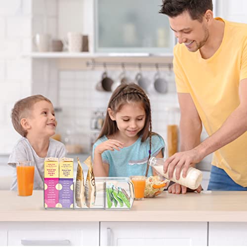  BHome - 4 Adjustable Snack Organizer Bins For Cabinet & Pantry Organization And Storage Plastic Storage Bins For Kitchen Organization - Clear Acrylic Divided Storage Containers With Removable Dividers