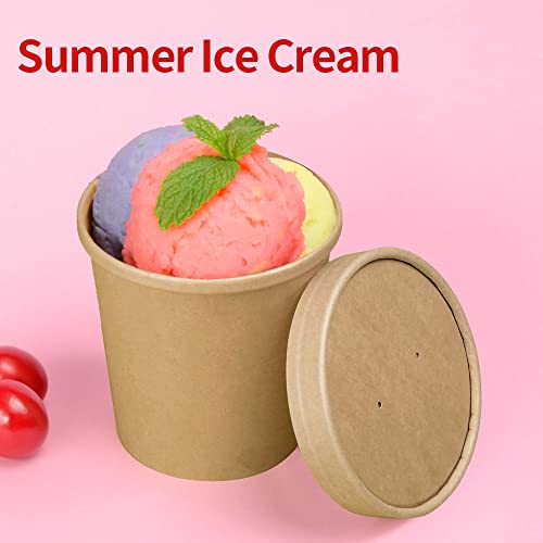  Bloomoon 60 Pack 16 Oz Paper Soup Containers With Lids, Disposable Ice Cream Pint Containers With Lids, Microwavable & Leak Proof For Soup And Ice Cream Storage (60 Cups 60 Lids)