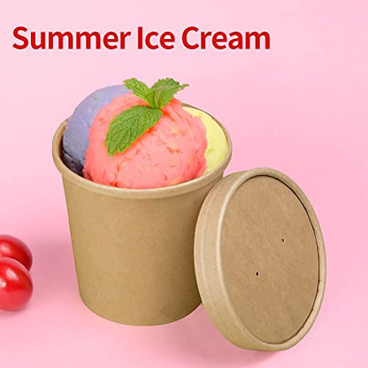  Bloomoon 60 Pack 16 Oz Paper Soup Containers With Lids, Disposable Ice Cream Pint Containers With Lids, Microwavable & Leak Proof For Soup And Ice Cream Storage (60 Cups 60 Lids)