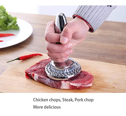  Dual Sided Meat Tenderizer Marinating Prep Tool,Manual Hammer Mallet Tool For Steak,Reversible Stainless Steel Base (Dual Sided Tenderizer)
