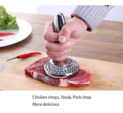  Dual Sided Meat Tenderizer Marinating Prep Tool,Manual Hammer Mallet Tool For Steak,Reversible Stainless Steel Base (Dual Sided Tenderizer)