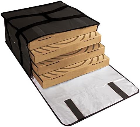  Maker Pizza Carrier Insulated Bags Extra Large For Deliveries – Holds Up To 4 Fresh Pizzas, Insulated Pizza Carrier Delivery Bag 20x20 Food Bag For Personal And Professional Use (Black)