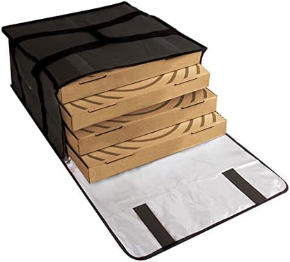  Maker Pizza Carrier Insulated Bags Extra Large For Deliveries – Holds Up To 4 Fresh Pizzas, Insulated Pizza Carrier Delivery Bag 20x20 Food Bag For Personal And Professional Use (Black)