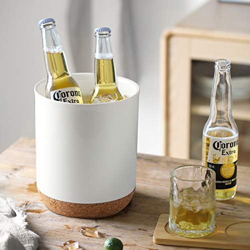  DOWAN Utensil Holder For Kitchen Counter, 7.5 Inches White Cooking Utensil Holder With Thicken Recycled Wooden Cork Mat, DIY Gifts For Moms And Grandma, Kitchen Decor,