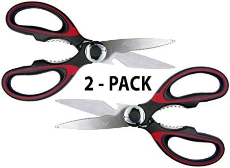  Kitchen Shears, Chef Scissors, Poultry Shears, Meat Shears, Kitchen Scissors With Premium Stainless Steel Blades & Sure-Grip Ergonomic Handles (White-Single)