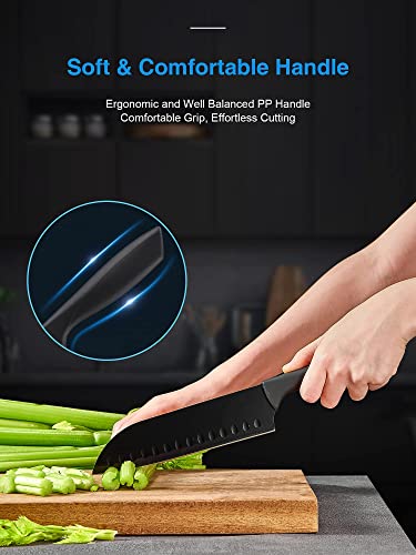 16 PCS High Carbon Stainless Steel Kitchen Knife Set, BO Oxidation, No Rust, Sharp Cutlery Black Knife Set With Acrylic Stand And Serrated Steak Knives,AB112
