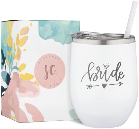  Mother Of The Bride Engraved Stainless Steel Tumbler Cup With Lid And Straw - Gift For Mom - Bride, Bridal Shower, Wedding, Engagement Party - Mom's Travel Tumbler - Travel Mug For Bride's Mom