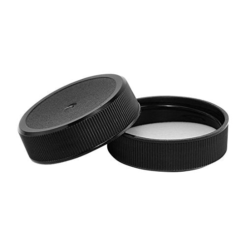  - 38-BP-15 38mm Black Plastic Screw Caps With F217 Foam Liner - Pack Of 15 Leak Proof Lids