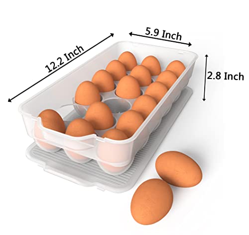  Clear Covered Egg Holder 3-Pack, Plastic Egg Storage For Refrigerator, Egg Tray Container With Lid, Fits 18 Eggs