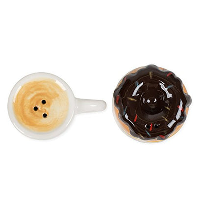  Hot Coffee And Donut Ceramic Salt And Pepper Shakers, 2 X 2 Inches, Multicolor