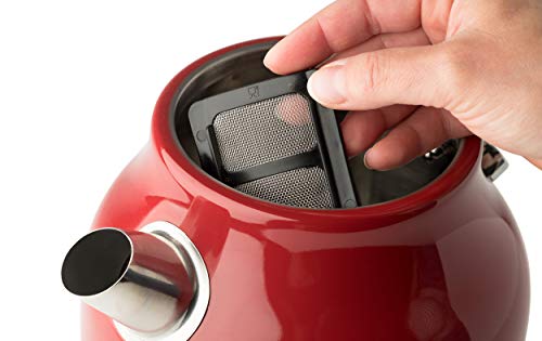  Aden Dorset Stainless Steel Electric Kettle - 1.7L (7 Cup) Tea Kettle With Auto Shut-Off And Boil-Dry Protection - Red