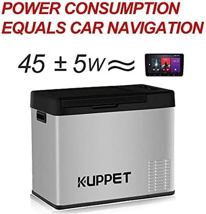 N/A 20Qt Fridge/Vehicle Refrigerator-Car Freezer/ Portable Refrigerator/ Dual Temperature Electric Cooler For Camping, Beach Party, Travel, Picnic Outdoor - 12/24V DC And 100-240V AC, -4°F ~ 68°F(Silver And Black)