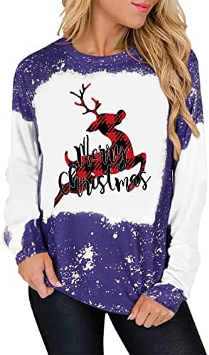  Pullover Sweatshirts For Women Fall Crew Neck Sweatshirts Long Sleeve Christmas Print Fashion Pullover Top Fall Clothes