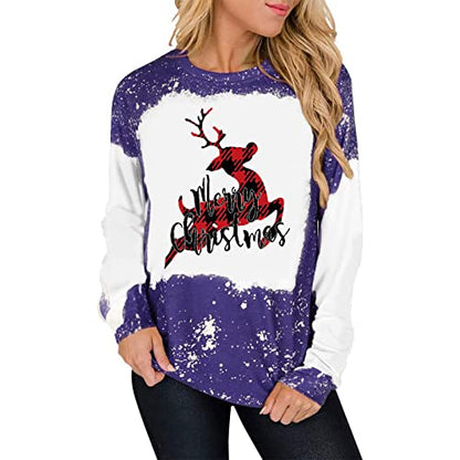  Pullover Sweatshirts For Women Fall Crew Neck Sweatshirts Long Sleeve Christmas Print Fashion Pullover Top Fall Clothes