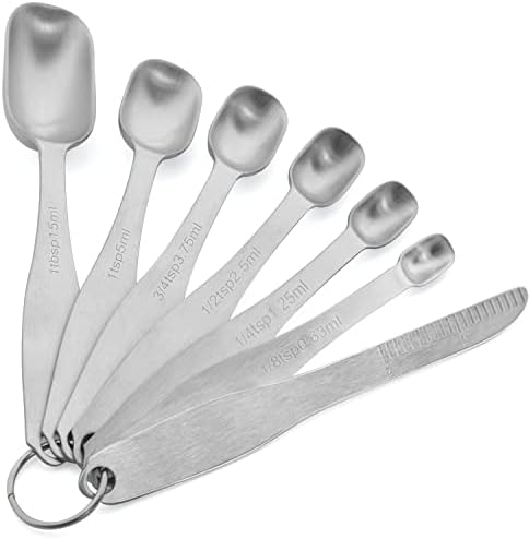  Measuring Spoons 18/8 Stainless Steel Measuring Spoons Set Of 7 Piece With 1 Leveler Dry And Liquid Ingredients (Dual Sided)