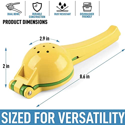  2-In-1 Lemon & Lime Squeezer, Hand Juicer Lemon Squeezer, Max Extraction Manual Citrus Juicer