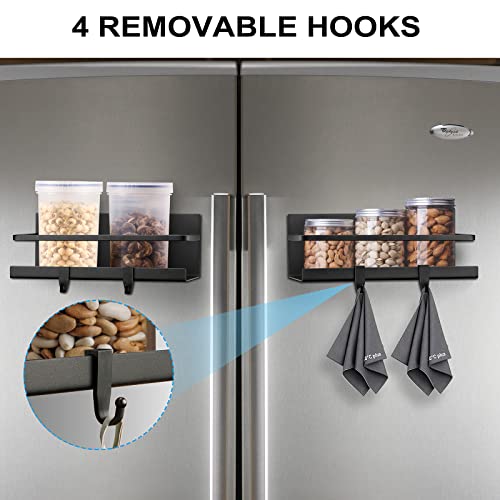  Siasky 2Pcs Magnetic Spice Rack, Magnetic Shelf For Refrigerator Magnetic Fridge Shelf With 4 Removable Hooks For Kitchen Space Saver