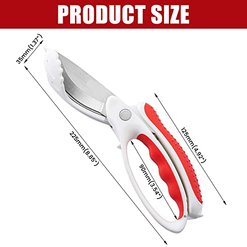  Salad Scissors: Herb Scissors Multifunctional Double Blade Kitchen Salad Scissors Salad Chopper Heavy Duty Kitchen Salad Scissors Kitchen For Cutting Shredding Tool(Red)
