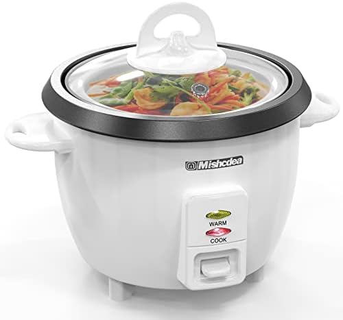  Rice Cooker 5 Cups Uncooked (10 Cooked) & Steam Tray, Portable Small Food Steamer, Removable Non-stick Pot, Keep Warm, For Grains, Soups, Oatmeal Or Veggies - White