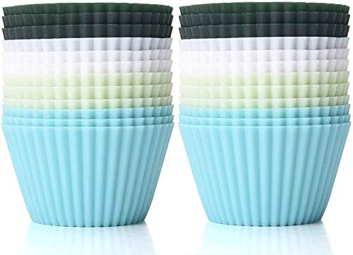  Silicone Baking Cups, Reusable Cupcake Muffin Liners Non-Stick Cup Cake Molds Tin Cup, Pack Of 12 Standard Size Cupcake Holder