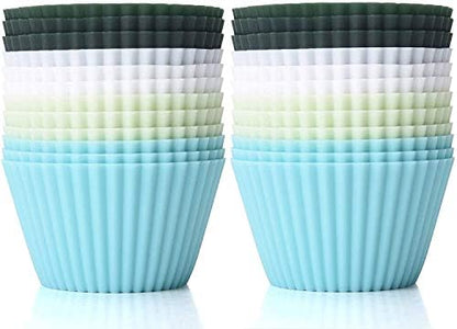  Silicone Baking Cups, Reusable Cupcake Muffin Liners Non-Stick Cup Cake Molds Tin Cup, Pack Of 12 Standard Size Cupcake Holder