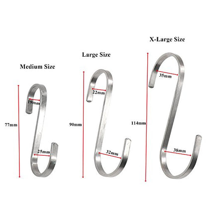  Sfun 15 Pack Size Large 3.5 Inch Flat S Hooks Heavy Duty Solid 304 Stainless Steel S Shaped Hanging Hooks,Metal Kitchen Pot Pan Hangers Rack Hooks