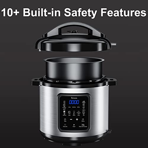  Electric Pressure Cooker 9-in-1, 6-qt Multi-Functional Built-in Programs Pressure Pot, 10+ Safety-Features Multicooker, Slow Cooker, Rice Cooker, Steamer, Sauté, Yogurt Maker, Warmer & Sterilizer W/ Measuring Cup & Stainless Steel Rack