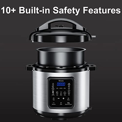 Electric Pressure Cooker 9-in-1, 6-qt Multi-Functional Built-in Programs Pressure Pot, 10+ Safety-Features Multicooker, Slow Cooker, Rice Cooker, Steamer, Sauté, Yogurt Maker, Warmer & Sterilizer W/ Measuring Cup & Stainless Steel Rack