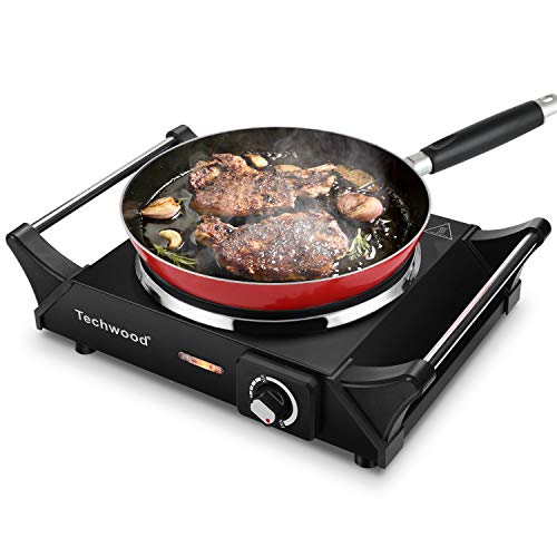  Hot Plate Portable Electric Stove 1500W Countertop Single Burner With Adjustable Temperature & Stay Cool Handles, 7.5” Cooktop For Dorm Office/Home/Camp, Compatible For All Cookwares