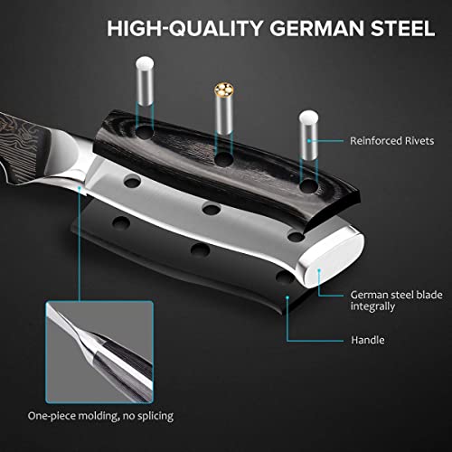  6" Boning Knife, Sharp Kitchen Cooking Knife With Finger Guard And Knife Sharpener, German High Carbon Stainless Steel EN1.4116 Chef’s Knife With Micarta Handle And Gift Box