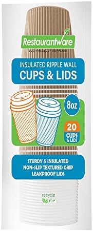  12 Oz Light Pink Paper Ripple Wall Coffee Cup - With White Lid - 3 1/2" X 3 1/2" X 5" - 20 Count Box