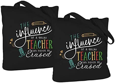  ELEGANTPARK Funny Teacher Gifts For Women Teacher Appreciation Gifts From Students Birthday Graduation Valentines Day Christmas Gifts For Teacher Tote Bag Black Cotton Canvas With Interior Pocket