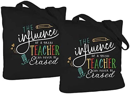  ELEGANTPARK Funny Teacher Gifts For Women Teacher Appreciation Gifts From Students Birthday Graduation Valentines Day Christmas Gifts For Teacher Tote Bag Black Cotton Canvas With Interior Pocket