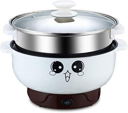  4-in-1 Multifunction Electric Skillet Non-Stick Stainless Steel Hot Pot Noodles Rice Cooker Soup Pot Portable Mini Heating Pan Cooking Fried (Diameter 26CM, 3.6L, Electric Skillet With Steam Grid)