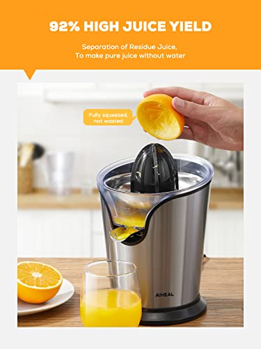  Iheal Electric Citrus Juicer, Orange Juicer Squeezer With Two Interchangeable Cones Suitable For All Size Of Citrus Fruits, Anti-drip Spout And Ultra Quiet Motor, BPA Free, Brushed Stainless Steel