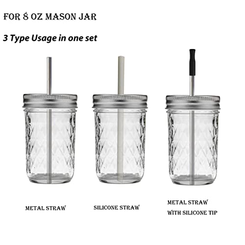  Reusable Short Small Silicone 5.5" &Metal 6" Stainless Steel Stirrer Drinking Straws Set For Coffee/Moscow Mule Mug, Cocktail Lowball Glasses, Kids Toddler Baby Cup, Wine Tumbler,Bar-With Silicone Tip
