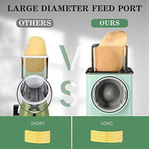  Rotary Cheese Grater, 5 In 1 Stainless Steel Round Vegestable Slicer, Cheese Grater With Handle, Strong Suction Base, Free Cleaning Brush For Vegetables, Tomatoes, Onions, Fruits, Nuts