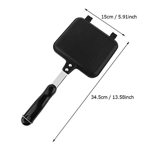  Double Sided Pan, Non-stick Baking Pancake Pan Omelette Pan Double Sided Frying Pan Grilled Cheese Maker Sandwich Maker Flip Grill Pan For Indoor Outdoor(13.58 * 5.91 * 1.18 Inch)