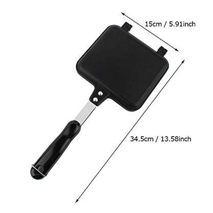  Double Sided Pan, Non-stick Baking Pancake Pan Omelette Pan Double Sided Frying Pan Grilled Cheese Maker Sandwich Maker Flip Grill Pan For Indoor Outdoor(13.58 * 5.91 * 1.18 Inch)