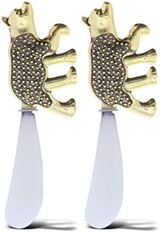  Gold Stainless Steel Dip & Cheese Spreader, Condiment & Butter Spreader Utensils For Appetizer Spread, Metal Cheese Spreaders Kitchen Set Of 2-4.85" - Flamingo