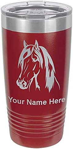  20oz Vacuum Insulated Tumbler Mug, Horse Head 1, Personalized Engraving Included (Black)