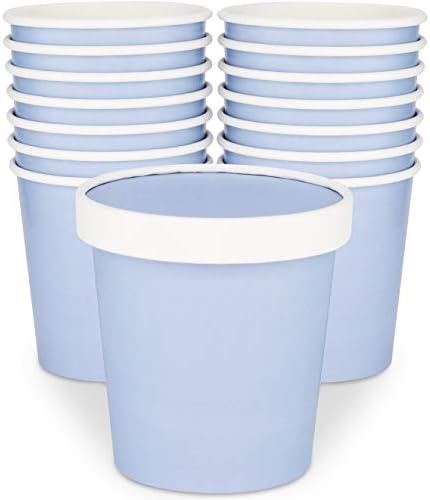  Ice Cream Containers With Lids - 16 Oz Pint Disposable Ice Cream Storage Container For Homemade Icecream. Freezer-Safe Paper Tub With Lid For Frozen Desserts Yoghurt (Assorted, 24)