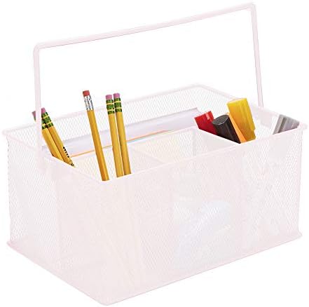  Storage Basket Organizer, Utensil Holder, Forks, Spoons, Knives, Napkins, Perfect For Desk Supplies, Pencil, Pens, Staples, Black, 4 Compartments