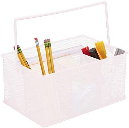  Storage Basket Organizer, Utensil Holder, Forks, Spoons, Knives, Napkins, Perfect For Desk Supplies, Pencil, Pens, Staples, Black, 4 Compartments
