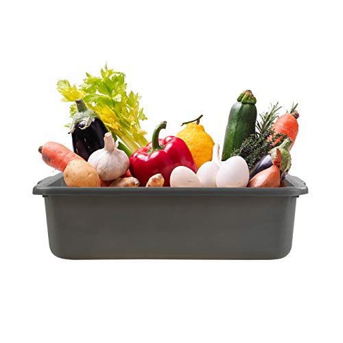  4-Pack Gray Commercial Bus Tubs, 8 L Small Plastic Bus Box