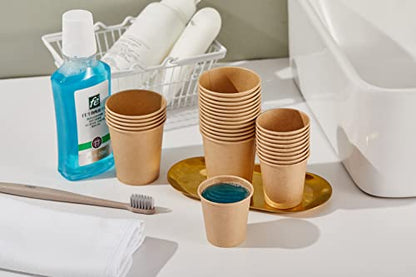  400 Pack 3 OZ Paper Cups, Disposable Bathroom Cups, Small Mouthwash Cups, Hot/Cold Beverage Drinking Mini Cup For Party, Wedding Christmas（Kraft）