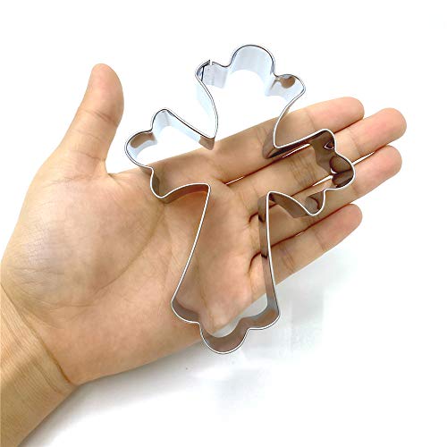  Large Fancy Cross Cookie Cutter Christian Baptism Fondant Biscuit Cutter - 3.3 X 4.4 Inches - Stainless Steel
