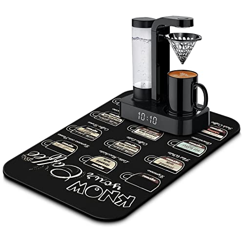  Coffee Bar Mat Accessories For Countertop Super Absorbent Anti-Slip Silicone Dish Drying Mats For Kitchen Counter Draining Pad Decor Gift Fit Coffee Maker Coffee Pot Espresso Machine 19inx12in